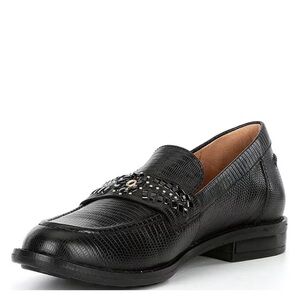 NWOT Brioso Frisco Lizard Embossed Leather Loafers, black, size 9